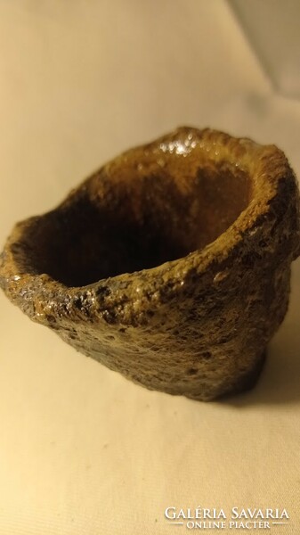 Irregularly shaped brown raku? Ceramic cup, oriental style decorative cup