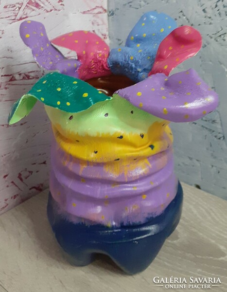 Handmade vase from recycled plastic bottles