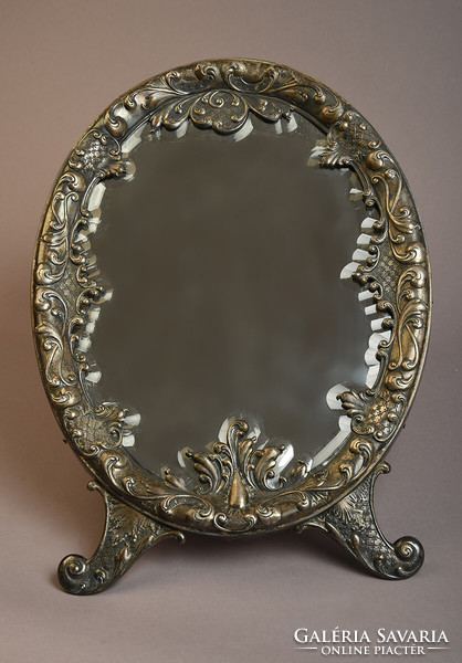 Art Nouveau polished, antique, faceted mirror in a silver-plated frame, xix/xx. S.