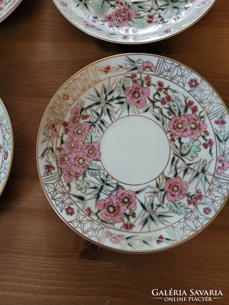 Zsolnay bamboo hand-painted 6 saucers.
