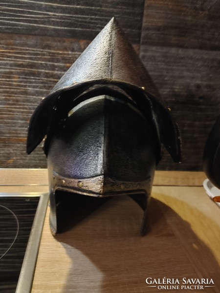 Knight's armor helmet with a fold-up grill for children or women with small heads