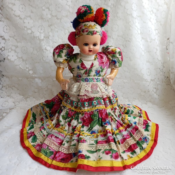 Antique doll Matyó in folk costume 50 cm