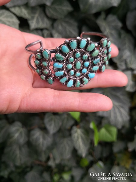 Beautiful silver bracelet with real turquoise stones
