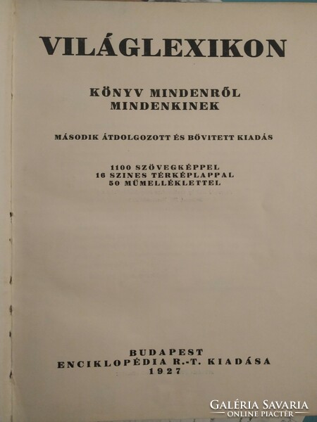 Világlexikon 1927 Enciklopédia