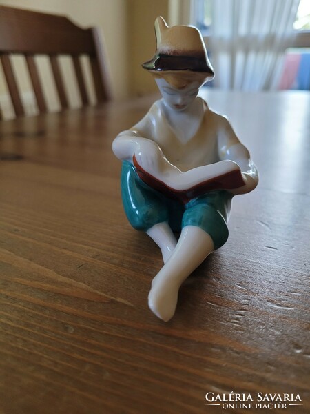 Ravenclaw reading boy porcelain figurine, hand painted.