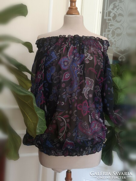 Edc esprit size 40, l blouse, transparent, rubberized