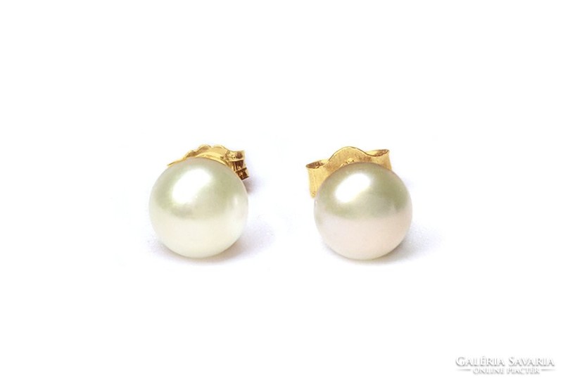 18Kt Gold Earrings - Freshwater Cultured Pearl Earrings in Gold - 18ct Pearl Jewelry