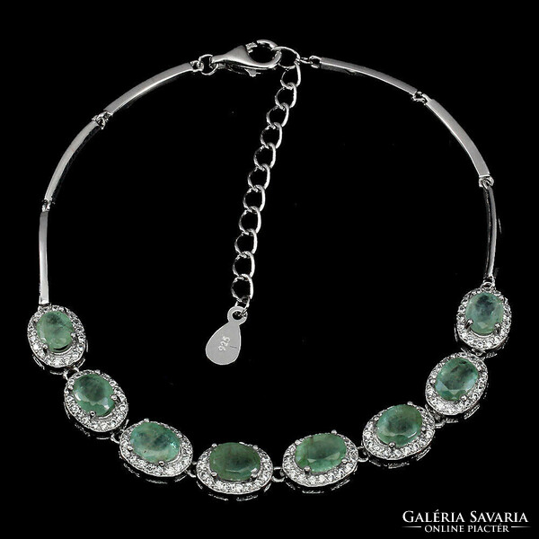 Real emerald 925 sterling silver bracelet