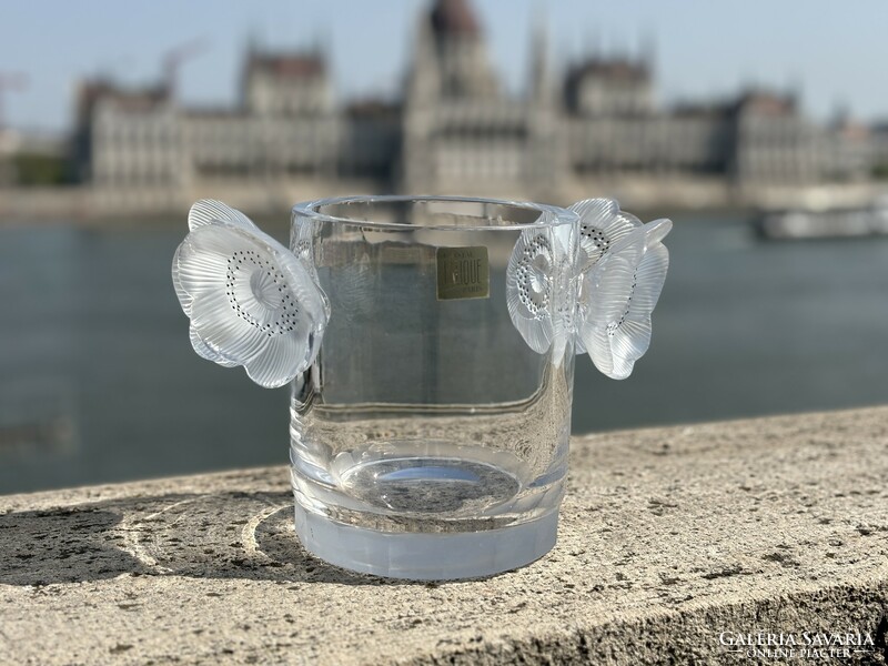 Lalique cristal constance vase - lalique French ice bucket with anemone flowers - catalog number: 11966