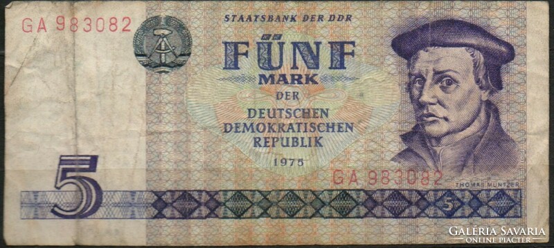 D - 196 -  Külföldi bankjegyek: NDK 1975  5 márka