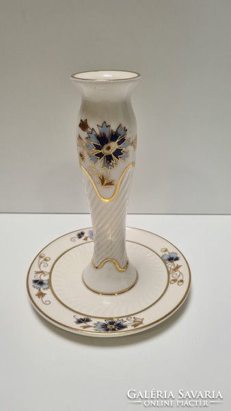Zsolnay cornflower pattern candle holder #1490