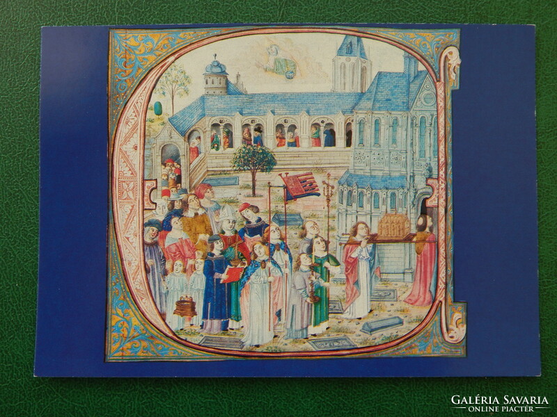 Postcard - from the bibliotheca corviniana series: graduale /2, with Matthias stamp