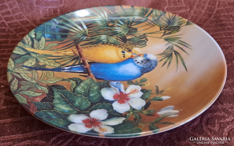 Wavy parrot porcelain decorative plate, rare bird wall plate 2 (l4629)