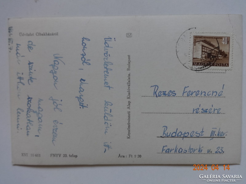 Régi képeslap: Cibakháza, részletek (1961)