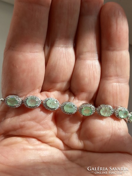 Real emerald 925 sterling silver bracelet