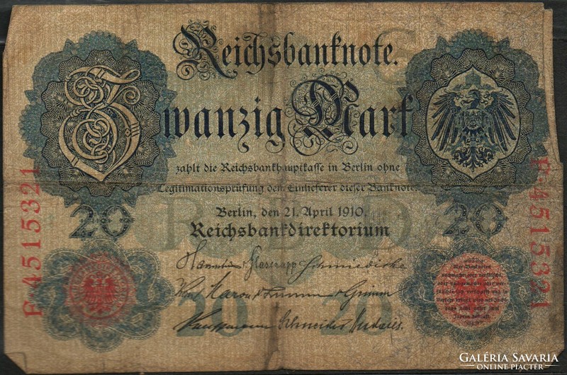 D - 184 -  Külföldi bankjegyek: Németország 1910  20 márka