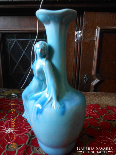 Zsolnay eozin underglaze vase with female figure