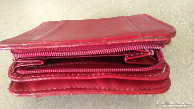 Red women's leather wallet