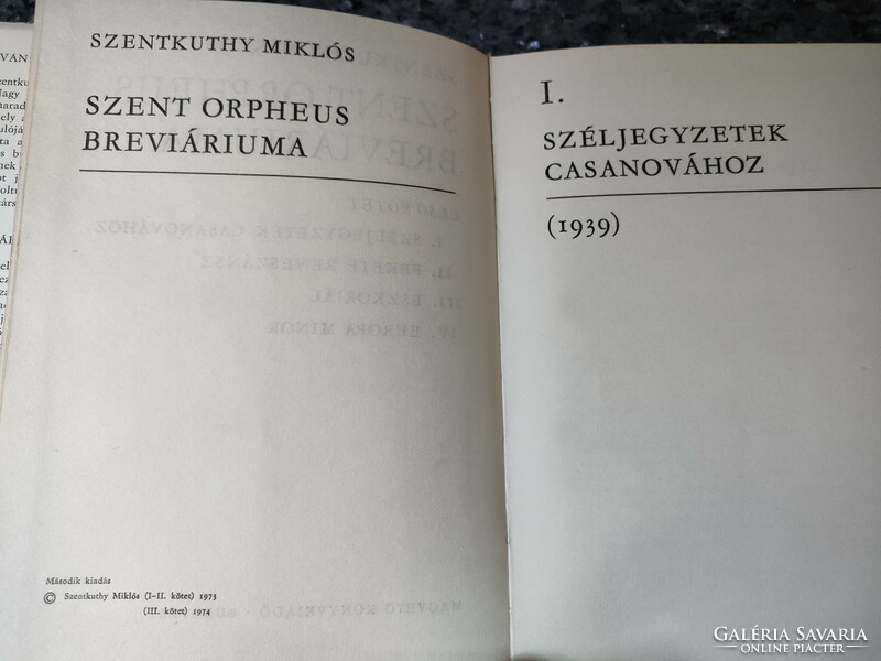 SZENTKUTHY MIKLÓS : SZENT ORPHEUS BREVIÁRIUMA  I - IV