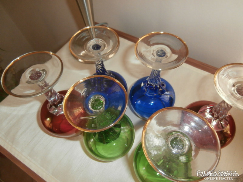 Murano style decorative colored wine glasses