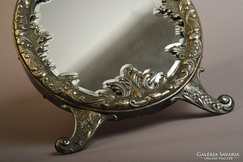 Art Nouveau polished, antique, faceted mirror in a silver-plated frame, xix/xx. S.