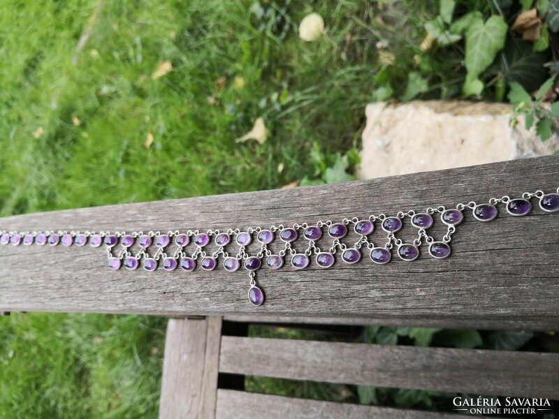 Silver necklaces with amethyst stones