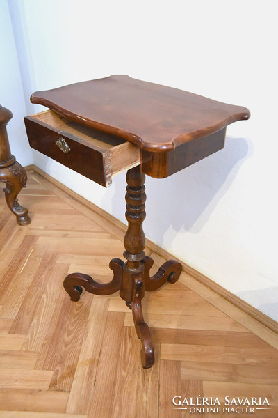 1-Drawer side table with legs in the Louis-Fulöp style, Hungarian, xix. No. 2. Half