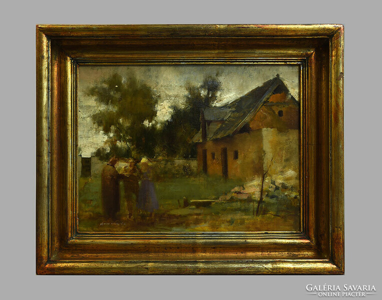 Béla Kontuly (Miskolc 1904 - Budapest 1983): landscape with house, xx. Center of No