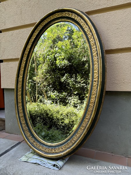 Antique, 19th century, oval polished mirror (ox-eye)