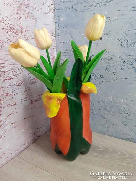 Handmade vase from recycled plastic bottles