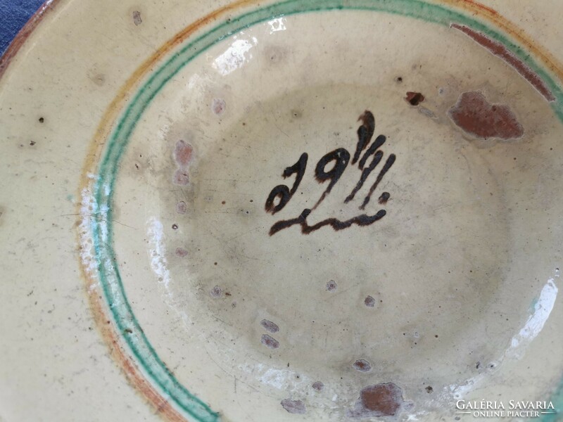 Népi cserép dátumos tányér