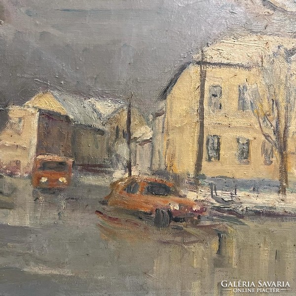 Ossoli piroska (1919-2017) winter in the suburbs (oil on canvas) - framed /invoice provided/