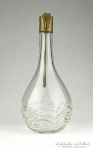 0Z983 antique Viennese Art Nouveau blown glass Austrian decanter with copper head 16.5 Cm