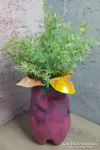 Handmade vase from recycled plastic bottles