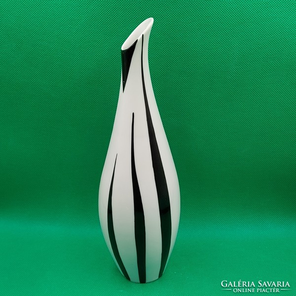 Modernist black and white striped retro vase