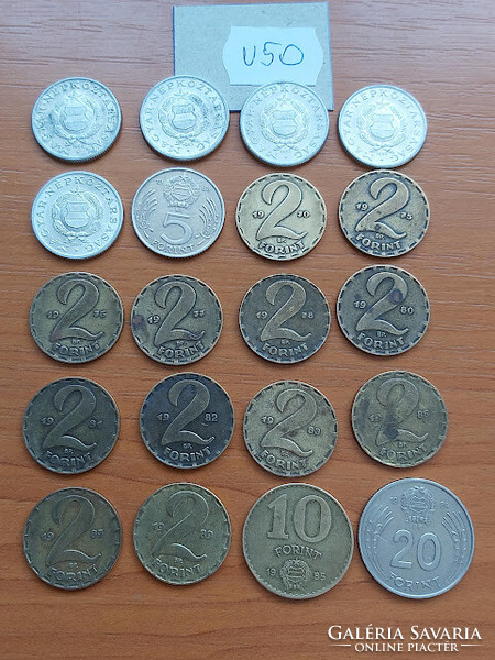 20 pieces 1 + 2 + 5 + 10 + 20 HUF Hungarian People's Republic all different years v50