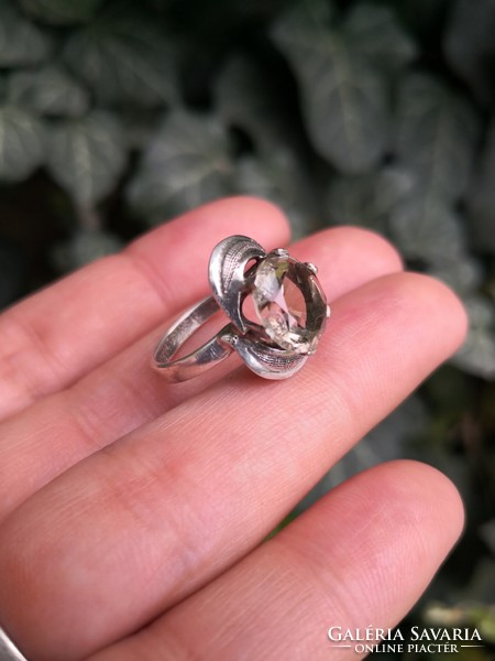 Citrine stone silver ring