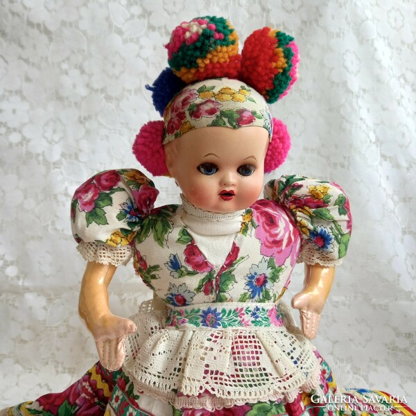 Antique doll Matyó in folk costume 50 cm