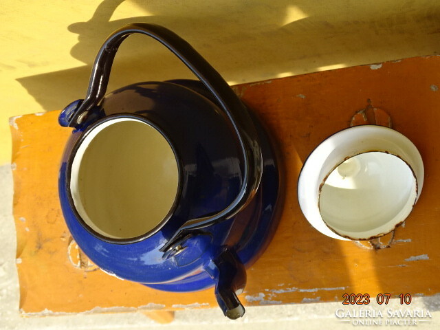 Peasant nostalgia decoration retro enamel indigo blue teapot