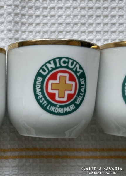 Retro porcelán pohár, kupica - Unicum Budapesti Likőripari Vállalat, Hollóházi porcelán