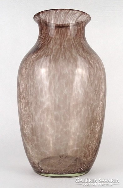 1N940 Nagyméretű Karcagi fátyolüveg váza 28.5 cm