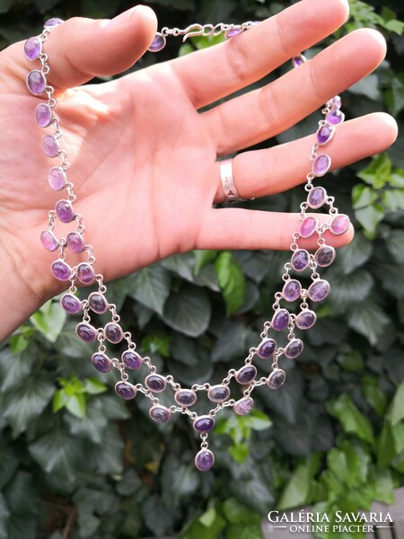 Silver necklaces with amethyst stones