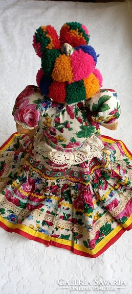 Antique doll Matyó in folk costume 50 cm