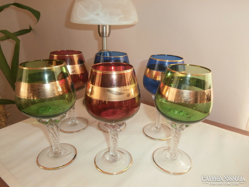 Murano style decorative colored wine glasses