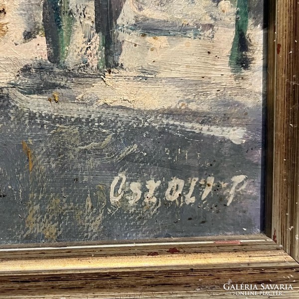 Ossoli piroska (1919-2017) winter in the suburbs (oil on canvas) - framed /invoice provided/