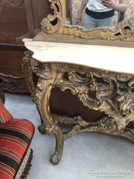 Barokk konzol asztal tükörrel