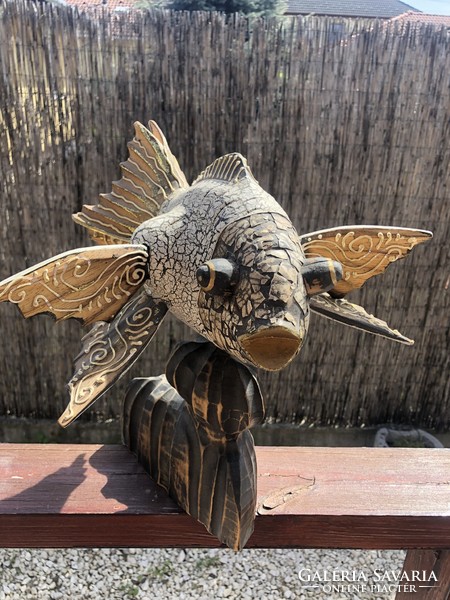 Ornamental fish carved from wood