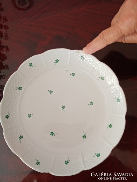 More than 100 years old Herend porcelain with green floral base, cake serving bowl, centerpiece