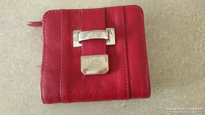 Red women's leather wallet