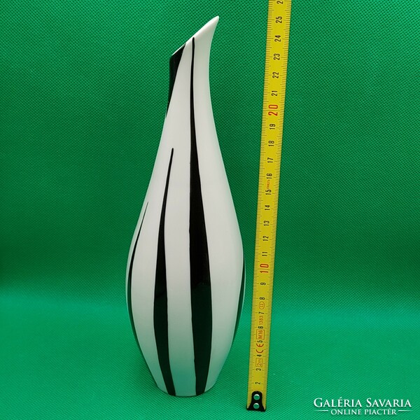 Modernist black and white striped retro vase
